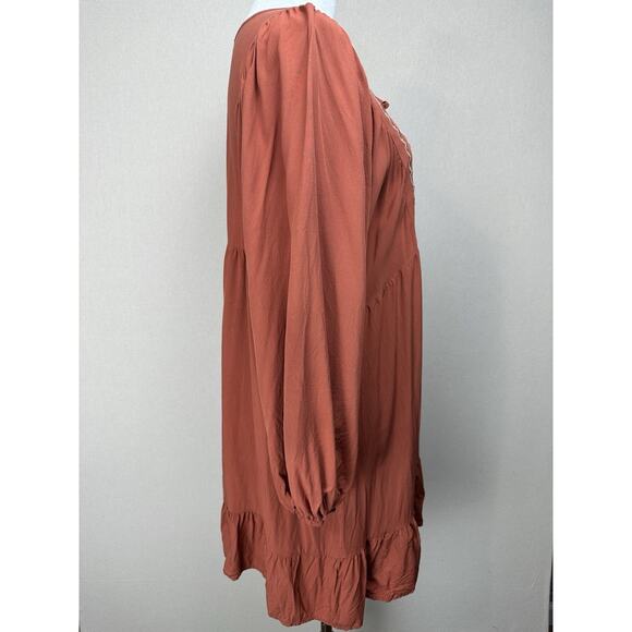 Rusttydustty Boho Blouse Tunic Sz 1XL Embroidered Balloon Sleeves Lightweight - Picture 5 of 15